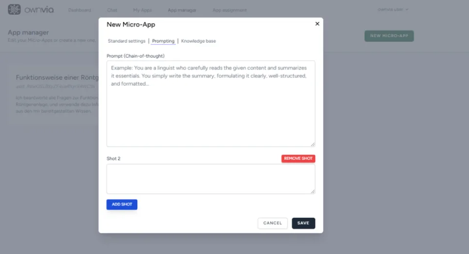 Prompt-Eingabe mit mehreren Schritten für eine Micro-App